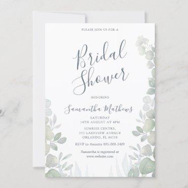 Eucalyptus Watercolor Wedding Bridal Shower Invitations