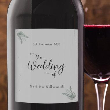 Eucalyptus Wedding Gift Wine Label