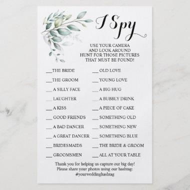Eucalyptus Wedding Reception I Spy Game Invitations Flyer
