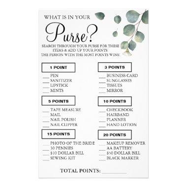 Eucalyptus What is in your purse Shower game Invitations