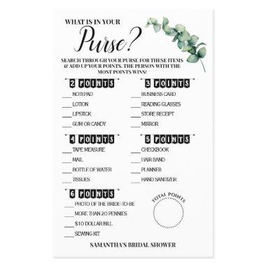 Eucalyptus What is in your Purse Shower Game  Flyer