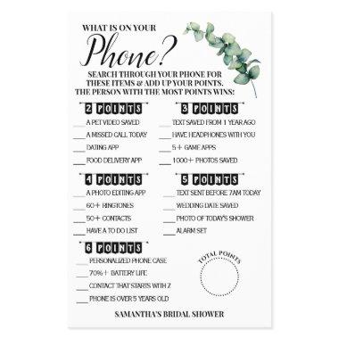 Eucalyptus What is on your Phone Shower Game  Flyer