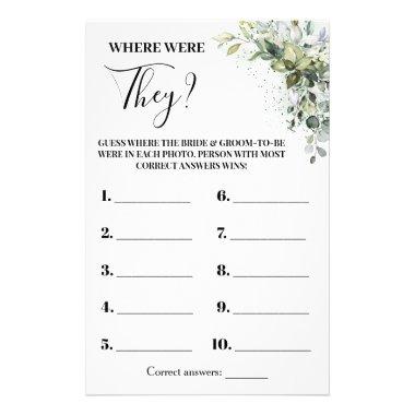 Eucalyptus Where were They Bridal Shower Game Invitations Flyer
