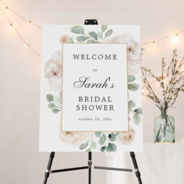 Eucalyptus White Floral Bridal Shower Welcome Foam Board
