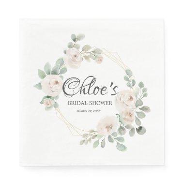 Eucalyptus White Rose Floral  Napkins