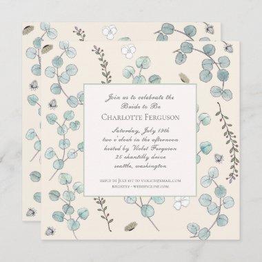 Eucalyptus Wildflower Bridal Shower Invitations