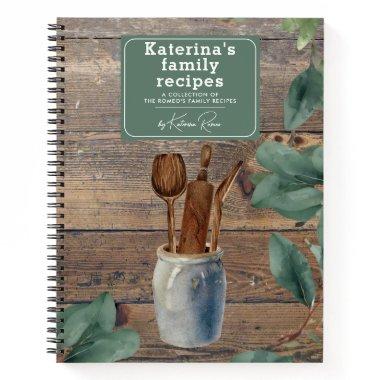 Eucalyptus Wood Kitchen Utensils Family Recipe Notebook