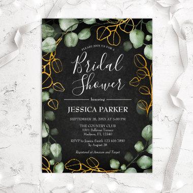 Eucalyptus Wreath Chalkboard Bridal Shower Invitations