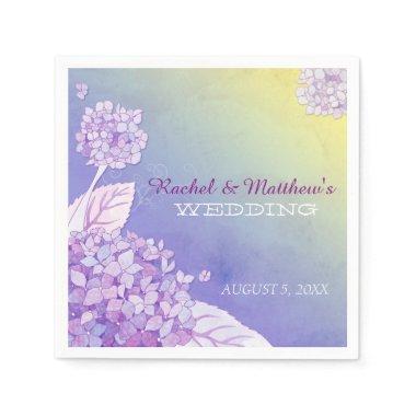 Evening Garden Hydrangeas Ombre Wedding Paper Napkins