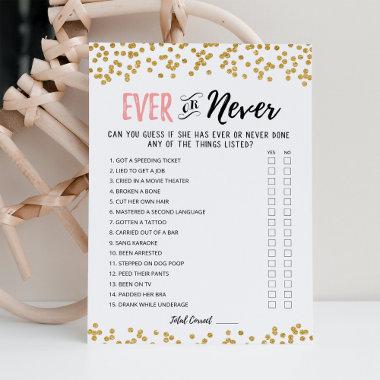 Ever or Never Editable Bridal Shower game Invitations