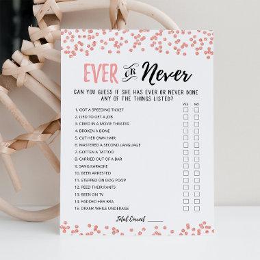 Ever or Never Editable Bridal Shower game Invitations