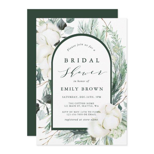 Evergreen & Cotton Flowers Arch