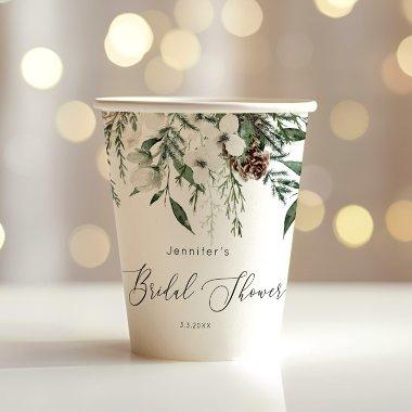 Evergreen elegant pine cone  paper cups