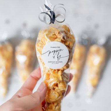 EVERLEIGH Popcorn Favor Stick Thanks for Poppin By Classic Round Sticker