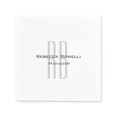 Exclusive Unique White Gray Monogram Modern Napkins
