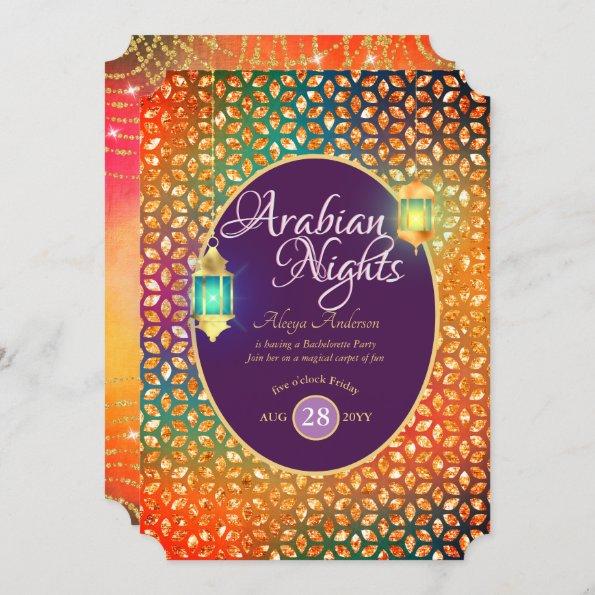 Exotic Arabian Nights Party String Lights Lanterns Invitations
