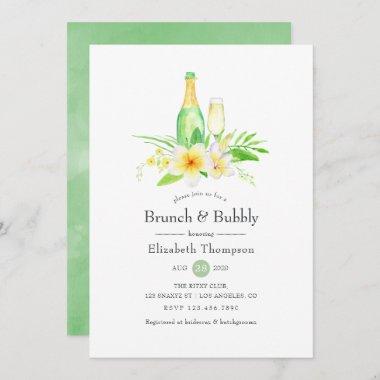 Exotic Frangipani Brunch and Bubbly Bridal Shower Invitations