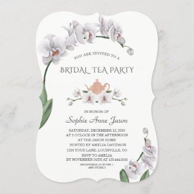 Exotic Hawaiian White Orchid Bridal Tea Party Invitations