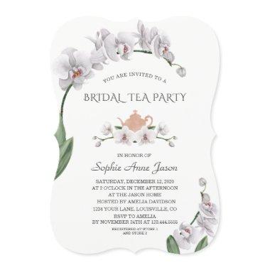 Exotic Hawaiian White Orchid Bridal Tea Party Invitations