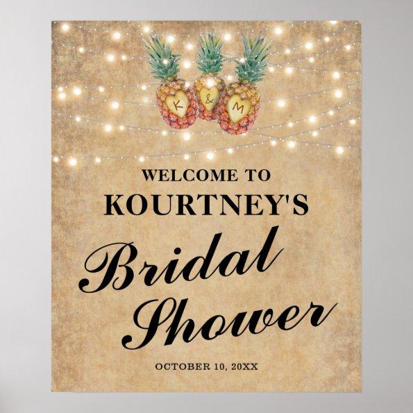 Exotic Pineapple Tropical Bridal Shower Welcome Poster