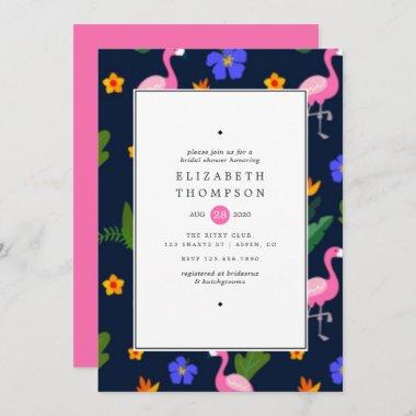 Exotic Tropical Flamingo Bridal Shower Invitations