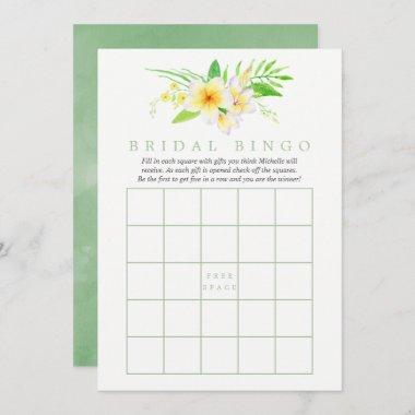 Exotic Watercolor Frangipani Bridal Shower Bingo Invitations