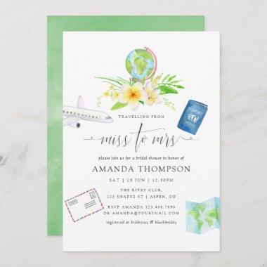 Exotic Watercolor From Miss To Mrs Bridal Shower Invitations