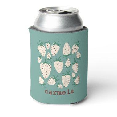 Exotic White Strawberries Sweet Colorful CUSTOM Can Cooler