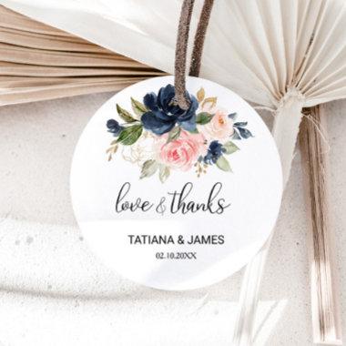 Exquisite Fall Floral Love & Thanks Wedding Classic Round Sticker