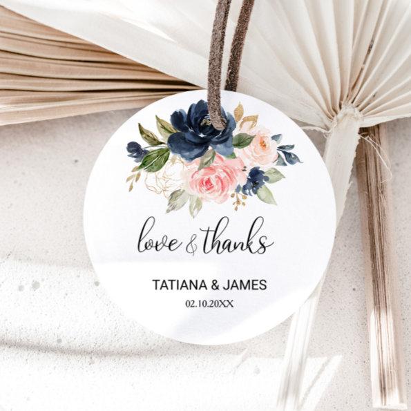 Exquisite Fall Floral Love & Thanks Wedding Classic Round Sticker