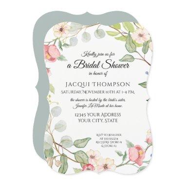 Exquisite Foliage Silver Sage Wild Rose Watercolor Invitations