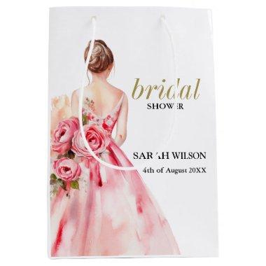 Exquisite Minimal Watercolor Wedding Bridal Shower Medium Gift Bag