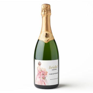 Exquisite Minimal Watercolor Wedding  Sparkling Wine Label