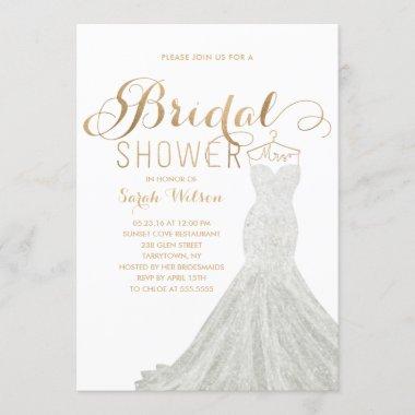 Extravagant Dress Gold | Bridal Shower Invitations