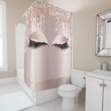 Eyelashes Makeup Spark Rose Girly Drips Shower Curtain