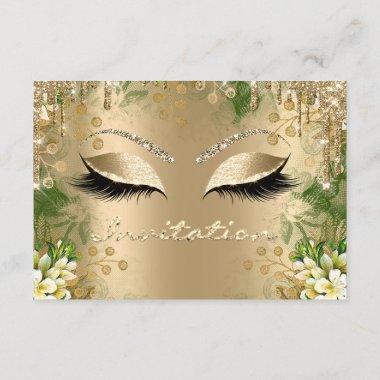 Eyes Bridal Shower Gold Glitter Spark Graduation Invitations