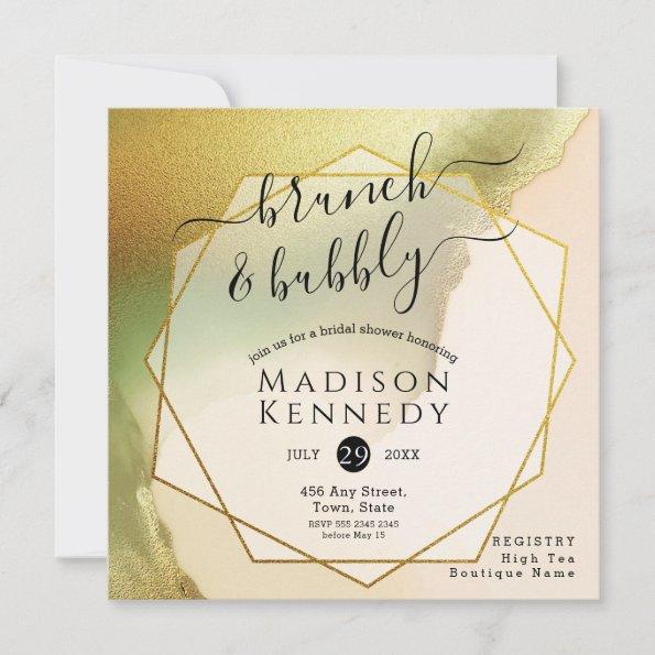 Fab Chartreuse Abstract Brunch Wedding Shower Invitations