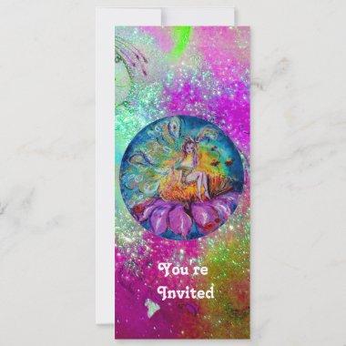 FAIRY IN THE NIGHT,pink purple blue green sparkle Invitations
