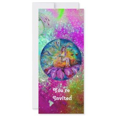 FAIRY IN THE NIGHT,pink purple blue green sparkle Invitations