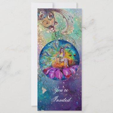 FAIRY IN THE NIGHT ,pink yellow blue red sparkles Invitations