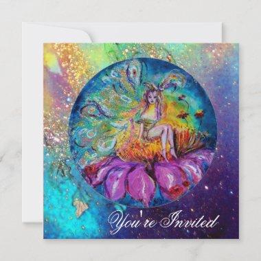 FAIRY IN THE NIGHT ,pink yellow blue red sparkles Invitations
