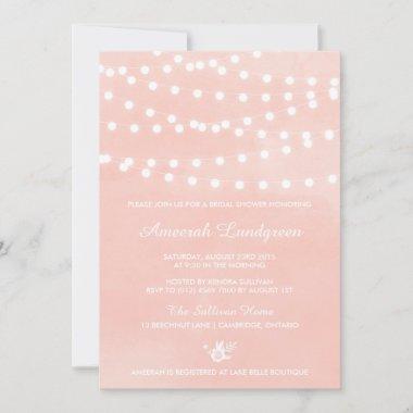 Fairy Lights Blush Bridal Shower Invitations