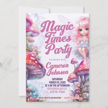 Fairy Mushroom Magic Times Whimsical Party Invitations