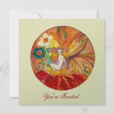 FAIRY OF THE FLOWERS silver metallic ,red yellow Invitations