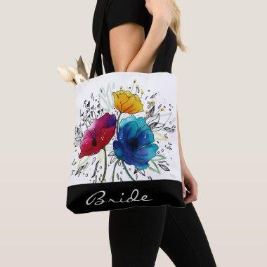 Fairy Poppies watercolor personalized tote bag.