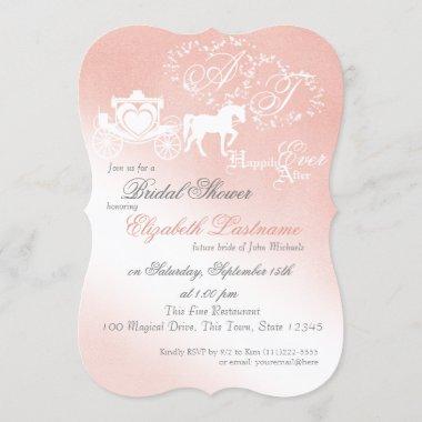 Fairy tale Carriage Bridal Shower Pink Invitations