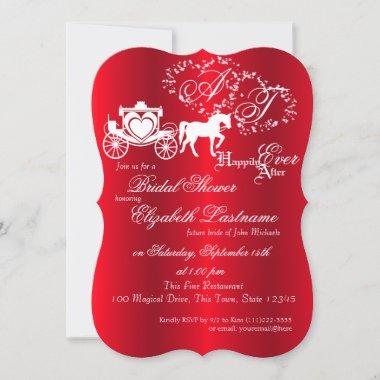 Fairy tale Carriage Bridal Shower Red Invitations