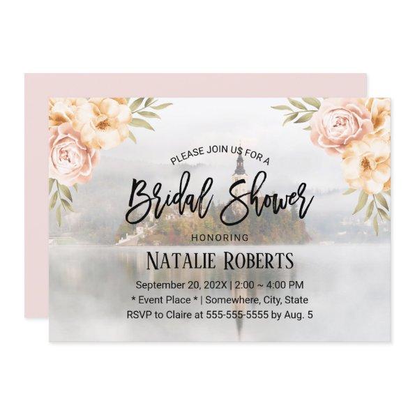 Fairy Tale Misty Lake Vintage Floral Bridal Shower Invitations