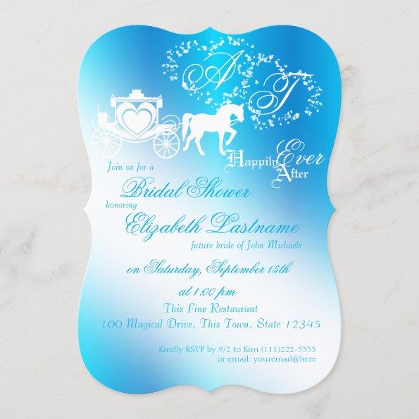 Fairytale Carriage Bridal Shower Peacock Blue Invitations