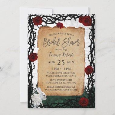 Fairytale Forest Rabbit Rose & Thorn Bridal Shower Invitations